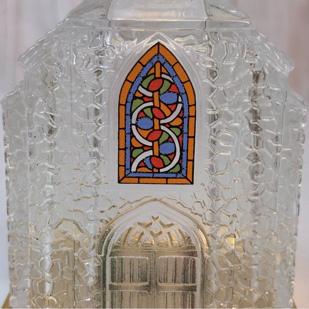 Vintage Musical Light Up Silent Night Church 90's Christmas Glass Collectible - Picture 7 of 15